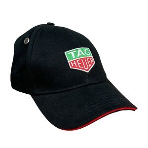 Tag Heuer Watches Embroidered Logo Black Red Strapback Cap Hat